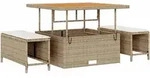 vidaXL Gartensofa-set mit Kissen 9 pcs Beige Poly-Rattan - Beige