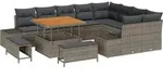 vidaXL Gartensofa-set mit Kissen 12 pcs Grau Poly-Rattan - Grau