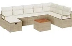vidaXL Gartensofa-set mit Kissen mit Speicher 9 pcs Beige Poly-Rattan - Beige