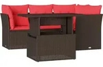 vidaXL 5-teiliges Gartensofa-Set mit Kissen, braun, Polyrattan - Braun