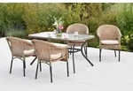 Merxx "Ravenna" Set 9tlg., 4 Stapelsessel, 4 Sitzkissen, Tisch 150 x 85 cm,...