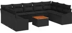 vidaXL Gartensofa-set mit Kissen 10 pcs Schwarz Poly-Rattan - Schwarz