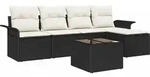 vidaXL Outdoor-Sofa mit Kissen 6 pcs Schwarz Poly-Rattan - Schwarz