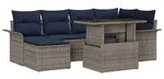 vidaXL Gartensofa-set mit Kissen 7 pcs Grau Poly-Rattan - Grau