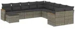 vidaXL 11-tlg. Garten-Sofagarnitur mit Kissen Grau Poly Rattan - Grau