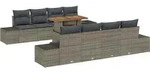 vidaXL Garten-Sofa-Set mit Speicher 9 pcs Grau Poly Rattan - Grau