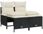 vidaXL 4-tlg. Garten-Sofagarnitur mit Kissen Schwarz Poly Rattan - Schwarz