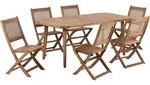 BELIANI 6-Sitzer Gartenm&ouml;bel Set Hellbraun Akazienholz 7-Teilig Wiener-Geflecht