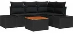 vidaXL Gartensofa-set mit Speicher 5 pcs Schwarz Poly-Rattan - Schwarz
