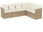 vidaXL 6-tlg. Garten-Sofagarnitur mit Kissen Beige Poly Rattan - Beige