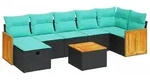 vidaXL 8-tlg. Garten-Sofagarnitur mit Kissen Schwarz Poly Rattan - Schwarz