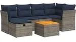 vidaXL 7-tlg. Garten-Sofagarnitur mit Kissen Grau Poly Rattan - Grau