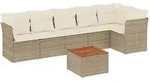 vidaXL 7-tlg. Garten-Sofagarnitur mit Kissen Beige Poly Rattan - Beige