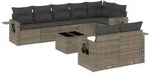 vidaXL 9-tlg. Garten-Sofagarnitur mit Kissen Grau Poly Rattan - Grau