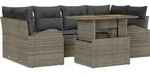 vidaXL Garten-Sofa-Set mit Speicher 7 pcs Grau Poly Rattan - Grau