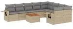 vidaXL 10-tlg. Garten-Sofagarnitur mit Kissen Beige Poly Rattan - Hellgrau
