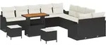 vidaXL Garten-Sofa-Set 13 pcs Schwarz Poly-Rattan - Schwarz