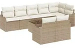 vidaXL Gartensofa-set mit Speicher 9 pcs Beige und Wei&szlig; Poly-Rattan - Beige