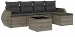 vidaXL 6-tlg. Garten-Sofagarnitur mit Kissen Grau Poly Rattan - Grau