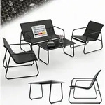 Juskys Gartenm&ouml;belset Genua 4-tlg., Metall & Textil, ohne Armlehnen &ndash; Anthrazit -