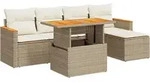 vidaXL 6-tlg. Garten-Sofagarnitur mit Kissen Beige Poly Rattan Akazie - Beige
