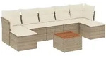 vidaXL 8-tlg. Garten-Sofagarnitur mit Kissen Beige Poly Rattan - Beige
