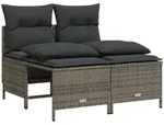vidaXL 4-tlg. Garten-Sofagarnitur mit Kissen Grau Poly Rattan - Grau