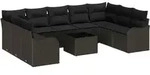 vidaXL Garten-Sofa-Set mit Kissen 10 pcs Schwarz Poly Rattan - Schwarz