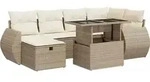 vidaXL 7-tlg. Garten-Sofagarnitur mit Kissen Beige Poly Rattan - Beige