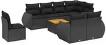 vidaXL 9-tlg. Garten-Sofagarnitur mit Kissen Schwarz Poly Rattan - Schwarz