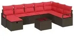 vidaXL Sofa Set mit Kissen mit Speicher 9 pcs Braun Poly-Rattan - Braun
