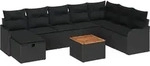 vidaXL Gartensofa-set mit Kissen 9 pcs Schwarz Poly Rattan - Schwarz