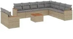 vidaXL 11-tlg. Garten-Sofagarnitur mit Kissen Beige Poly Rattan - Beige