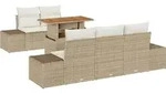 vidaXL Garten-Sofa-Set mit Speicher 6 pcs Beige Poly Rattan - Beige