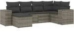 vidaXL 6-tlg. Garten-Sofagarnitur mit Kissen Grau Poly Rattan - Grau