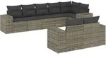 vidaXL 8-tlg. Garten-Sofagarnitur mit Kissen Grau Poly Rattan - Grau