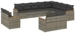vidaXL 12-tlg. Garten-Sofagarnitur mit Kissen Grau Poly Rattan - Grau