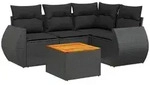 vidaXL 5-tlg. Garten-Sofagarnitur mit Kissen Schwarz Poly Rattan - Schwarz