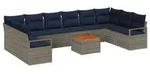 vidaXL Gartensofa-set mit Kissen 11 pcs Grau Poly-Rattan - Grau