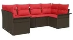vidaXL Gartensofa-set mit Kissen 6 pcs Braun Poly-Rattan - Braun