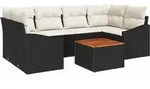 vidaXL Gartensofa-set mit Kissen 7 pcs Schwarz Poly-Rattan - Schwarz