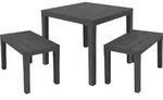2.03 Gartenm&ouml;bel Set PAPUA - Tisch 78x78 cm mit 2 B&auml;nken - Garten M&ouml;bel in