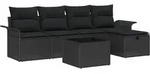 vidaXL Garten-Sofa-Set mit Kissen 6 pcs Schwarz Poly Rattan - Beige