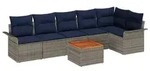 vidaXL Gartensofa-set mit Kissen 7 pcs Grau Poly-Rattan - Grau