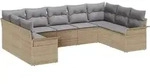 vidaXL Gartensofa-set mit Kissen Beige Poly-Rattan - Beige