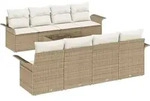 vidaXL Gartensofa-set mit Kissen 9 pcs Beige Poly-Rattan - Beige