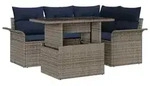 vidaXL Gartensofa-set mit Kissen 5 pcs Grau Poly-Rattan - Hellgrau