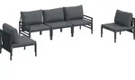 vidaXL Gartensofa-set mit Kissen 5 pcs Schwarz Stahl - Grau