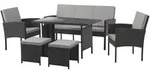 SVITA DENVER Polyrattan Gartenm&ouml;bel Set Essgruppe Lounge Esstisch Schwarz -...