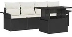 vidaXL Gartensofa-set mit Kissen 5 pcs Schwarz Poly-Rattan - Schwarz